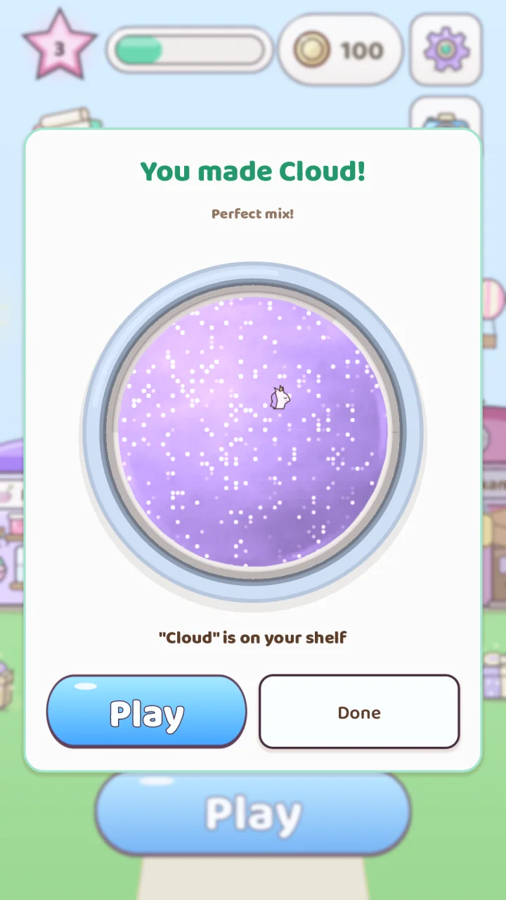 You made Cloud! A lavender slime with a unicorn charm