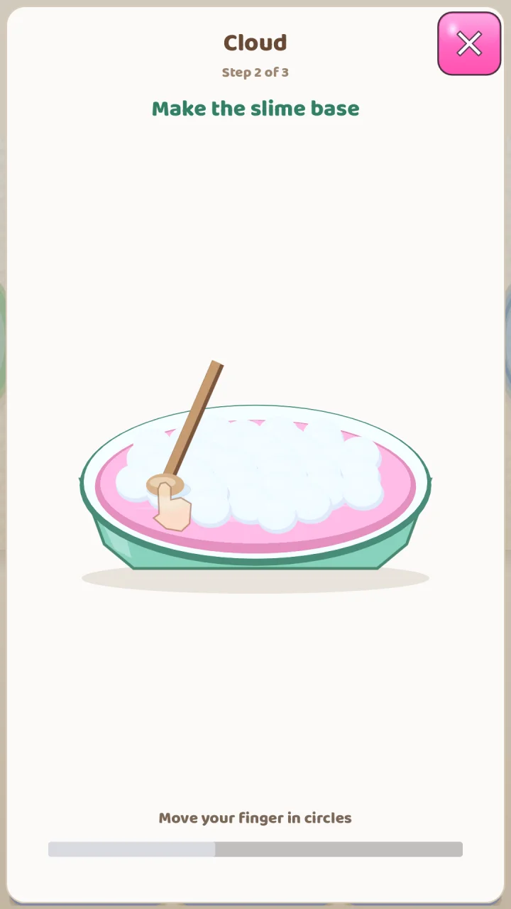 Stirring a Cloud slime base in a bowl, step 2 of 3
